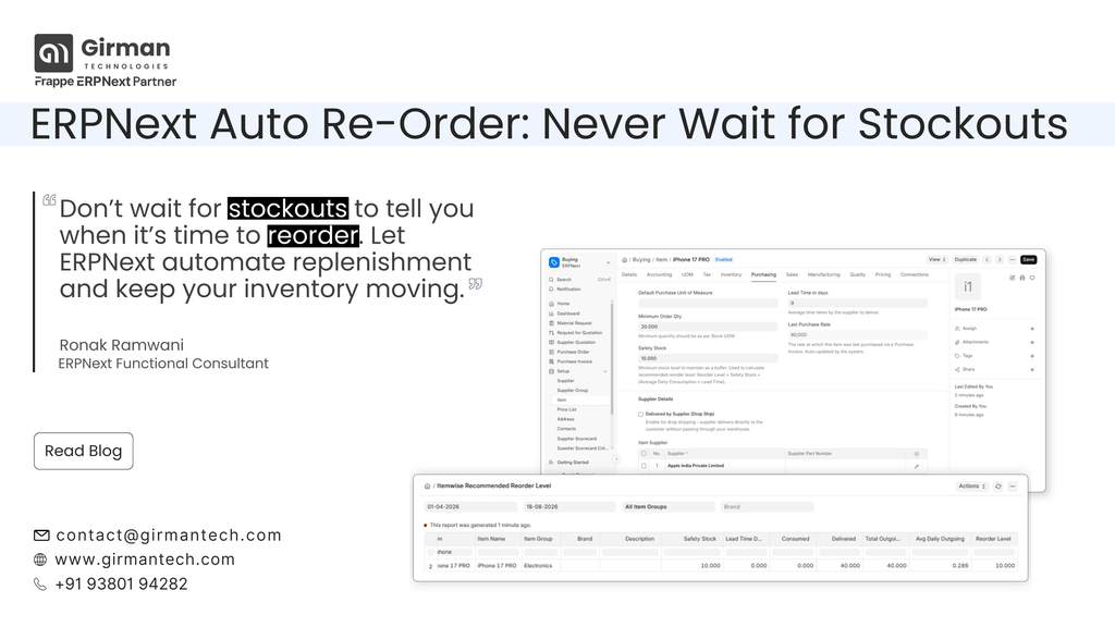 ERPNext Auto Re-Order: Step by Step Configuration & Inventory Automation
